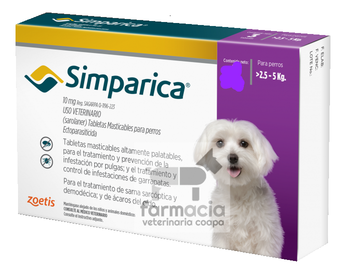 Simparica perros 2.5 - 5 kg UNA TABLETA