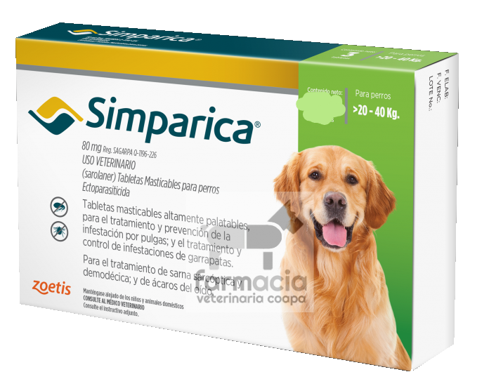 Simparica perros 20 - 40 kg UNA TABLETA