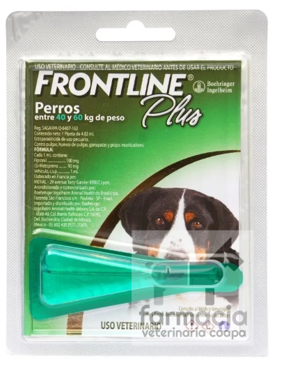 Frontline plus perros 40 a 60 kg. LLAME PARA PREGUNTAR POR EXISTENCIAS. DE VENTA SOLO EN SUCURSAL