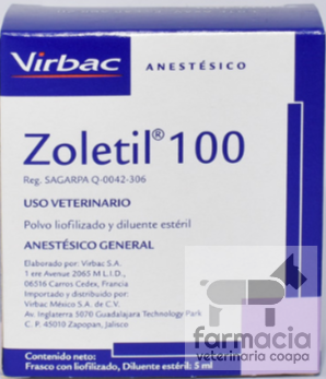 Zoletil 100. PRODUCTO CONTROLADO. SOLO VENTA DIRECTA EN SUCURSAL CON RECETA CUANTIFICADA
